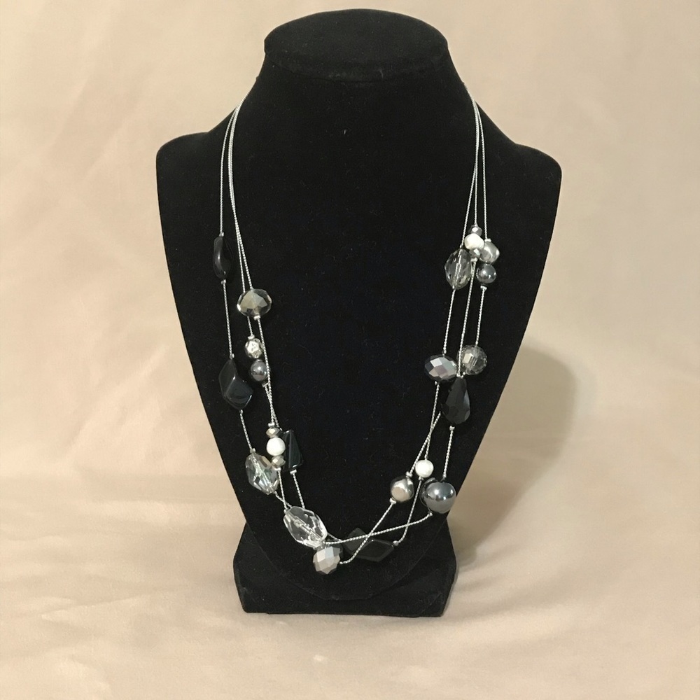 Multi-strand chain and beaded necklace